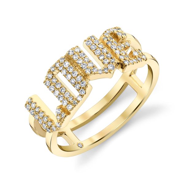 DIAMOND PAVE PERSONALIZED STACKED 4 LETTER RING