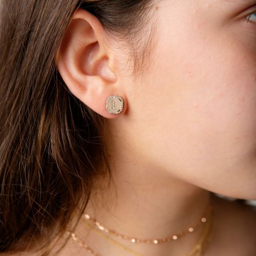 MINI ME DIAMOND PAVE INITIAL NAMEPLATE STUDS