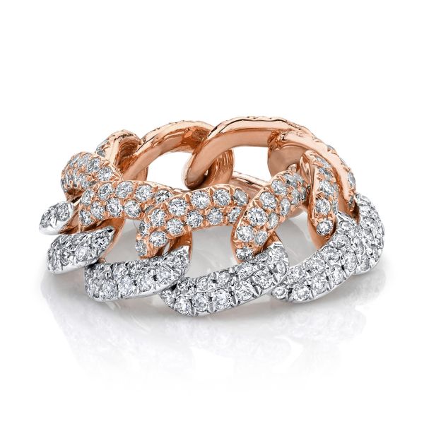 DIAMOND TWO-TONE PAVE ESSENTIAL LINK RING