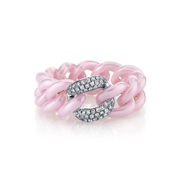 SINGLE PAVE PINK CERAMIC MEDIUM LINK RING