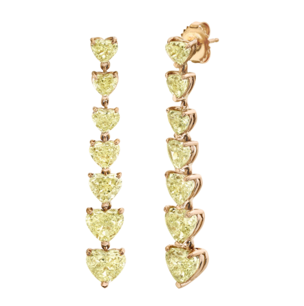 READY TO SHIP YELLOW DIAMOND 7 HEART DROP EARRINGS