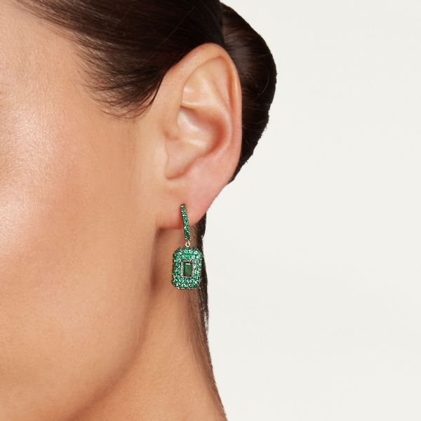 EMERALD PAVE BAGUETTE DROP EARRINGS