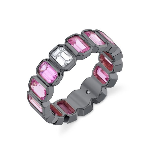 PINK SAPPHIRE & DIAMOND BEZEL ETERNITY BAND