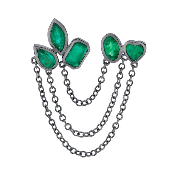 EMERALD MIXED DUO CHAIN LINK STUD