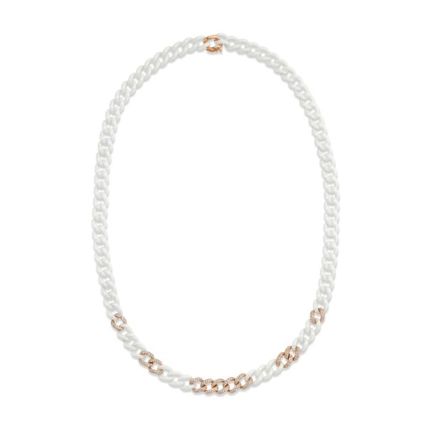 11 PAVE & WHITE CERAMIC MEDIUM LINK NECKLACE