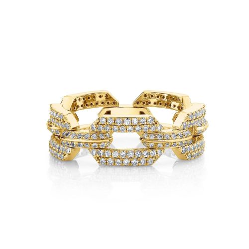 DIAMOND PAVE DOME FLAT LINK RING